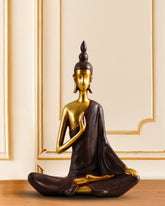 Alamkari India Polyresin Decorative Modern Golden Brown Serene Buddha Figurine